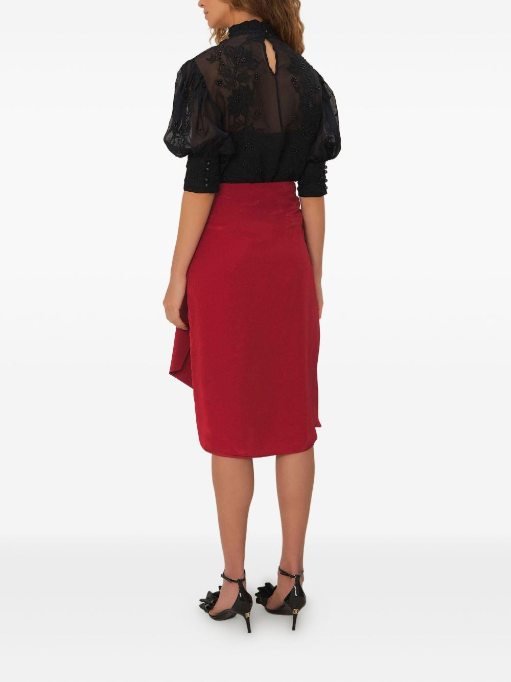 rose-embellished wrap skirt - 3