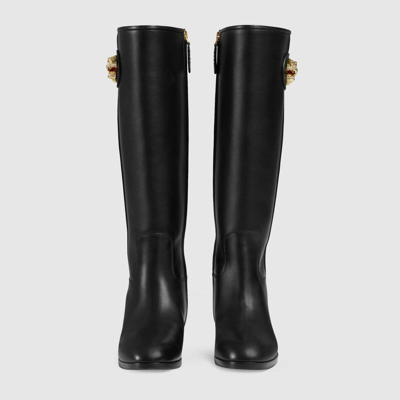 Leather boot with tiger head 3