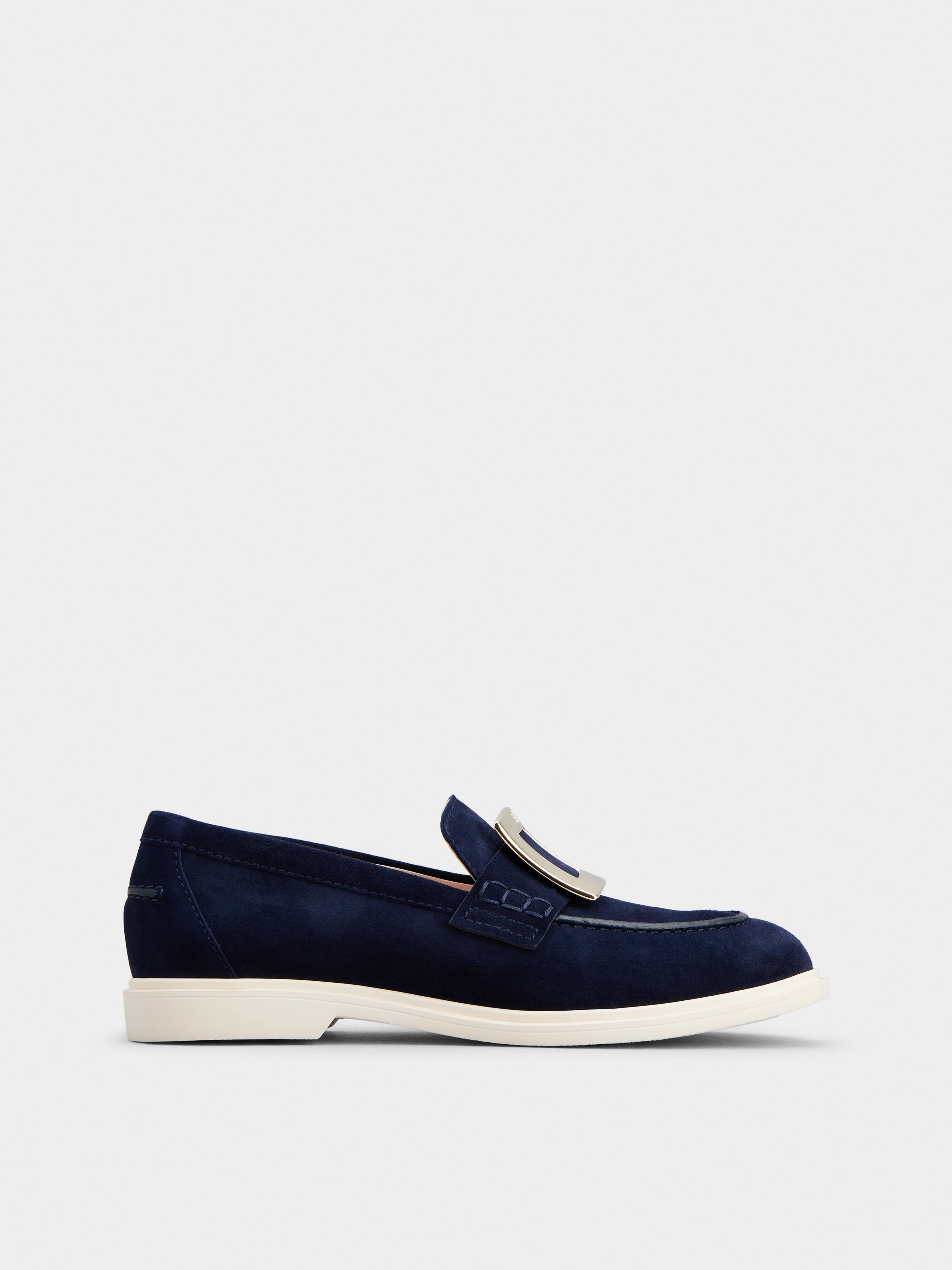 Viv' Rangers Metal Buckle Loafers in Suede - 1