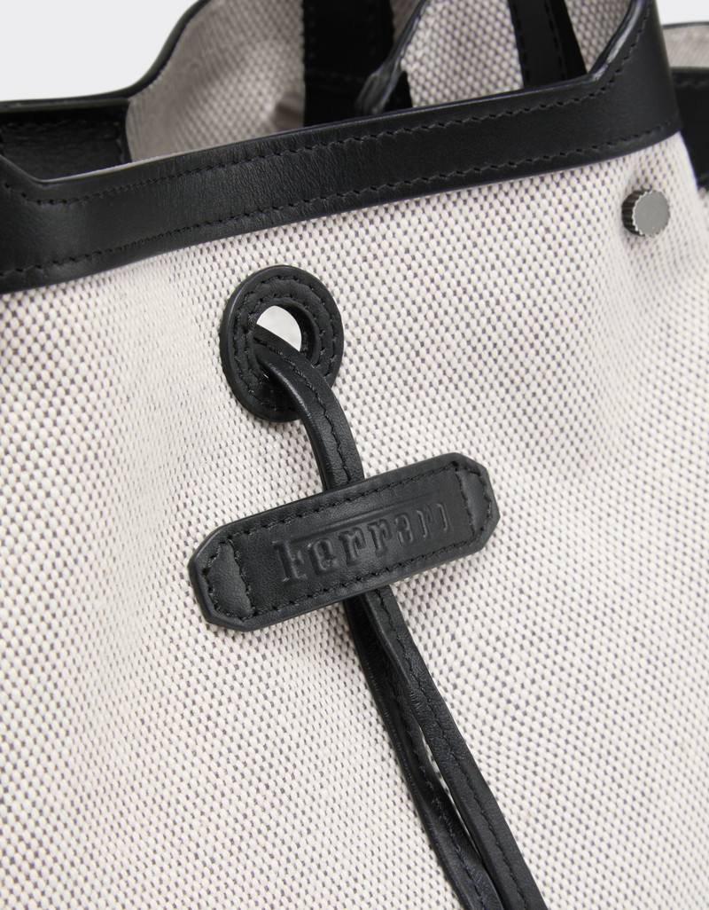 Ferrari mini tote bag in canvas and leather 4