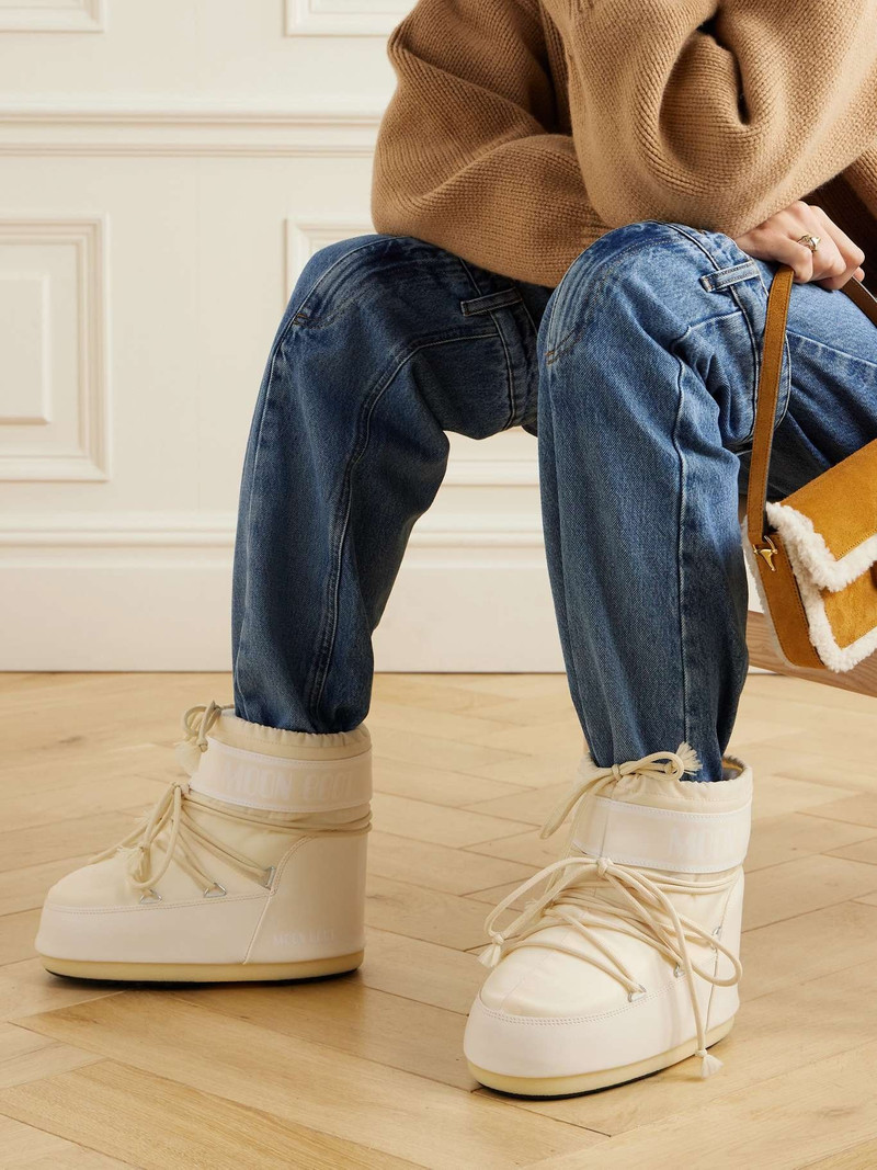 MOON BOOT Icon Low shell and faux leather snow boots Cream outlook