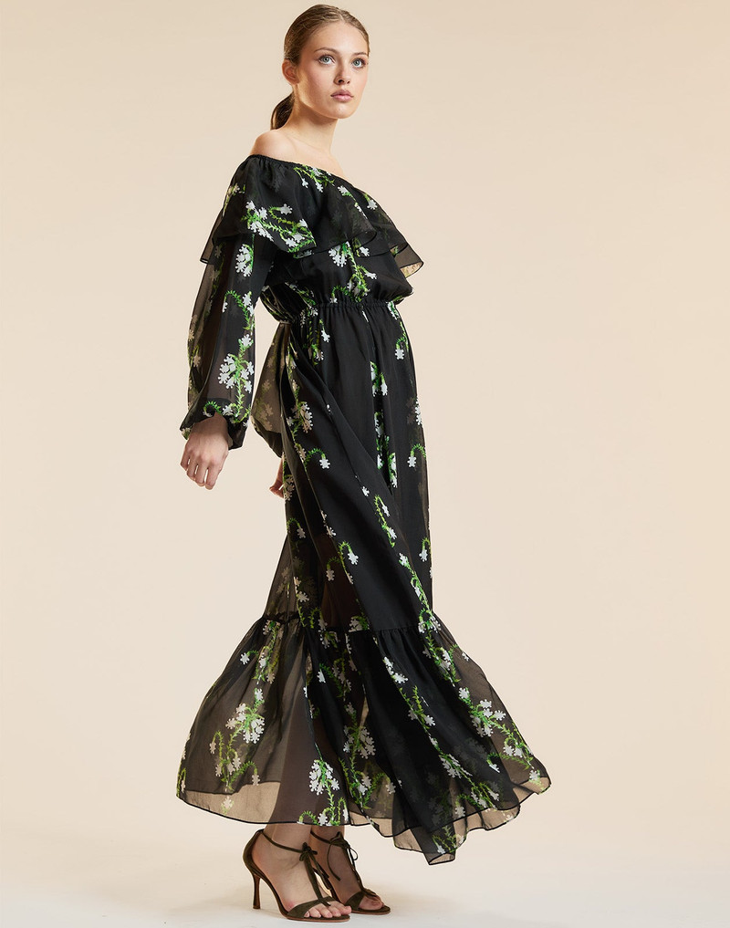 CYNTHIA ROWLEY Ivy League Off-Shoulder Silk Dress outlook