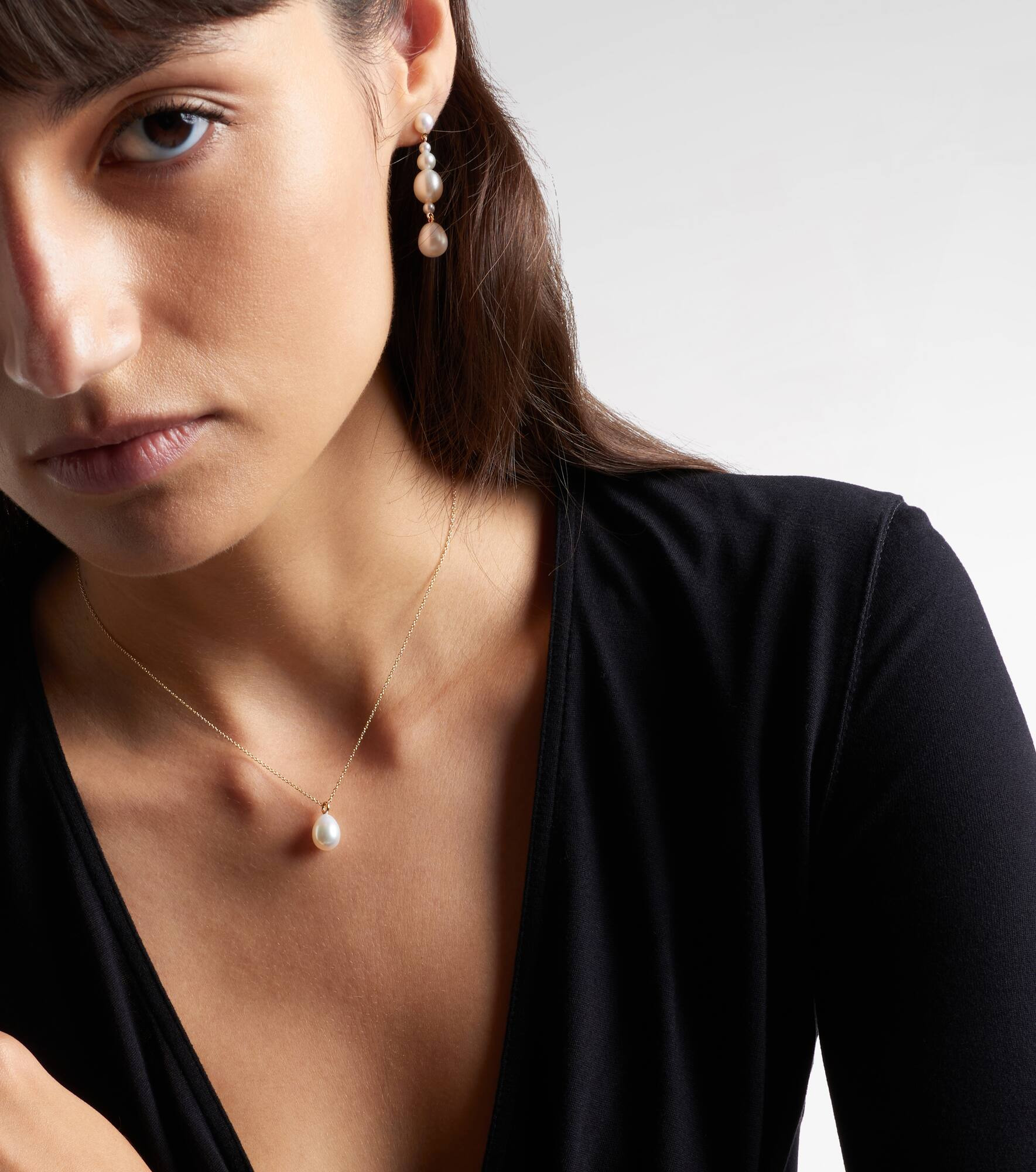Perle Poire Simple 14kt gold necklace with freshwater pearls - 2