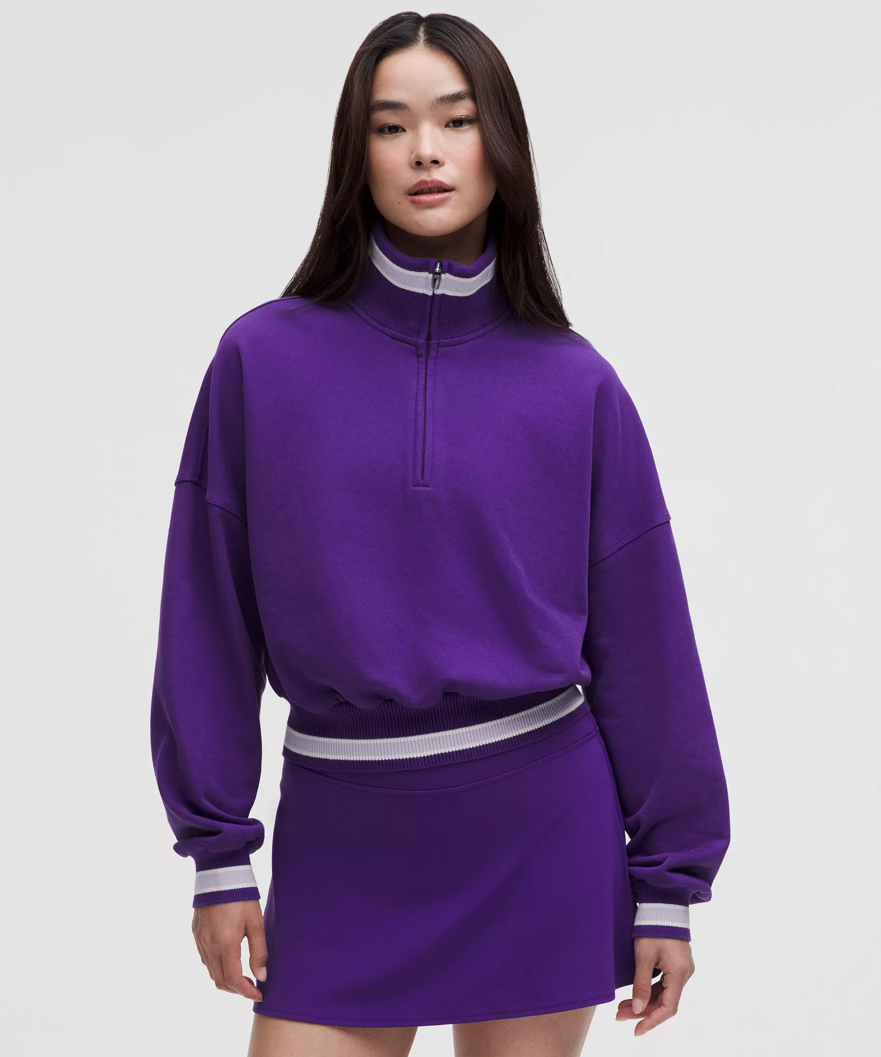 Perfectly Oversized Ringer Funnel-Neck Half Zip - 1