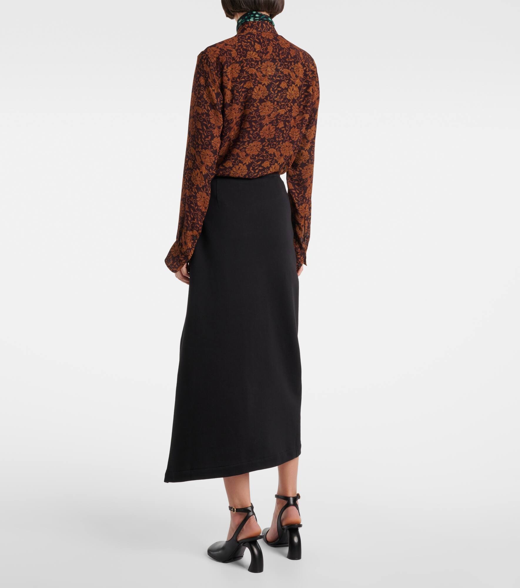 Draped asymmetric cotton midi skirt - 3