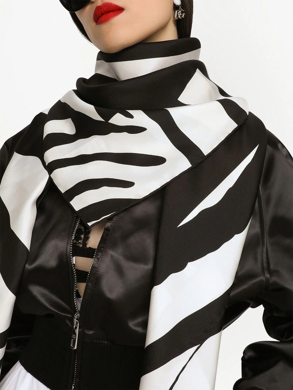 zebra-print silk scarf - 2