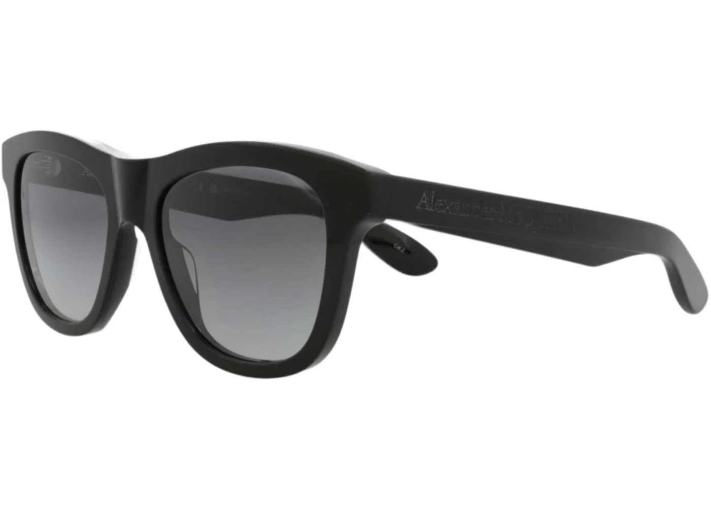 Alexander McQueen Square Rectangle Sunglasses Black Black Grey (AM0421S-30014615-001) - 1