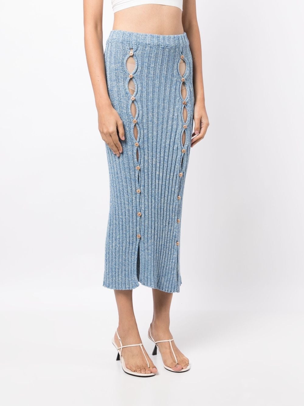 cut-out organic cotton midi skirt - 3
