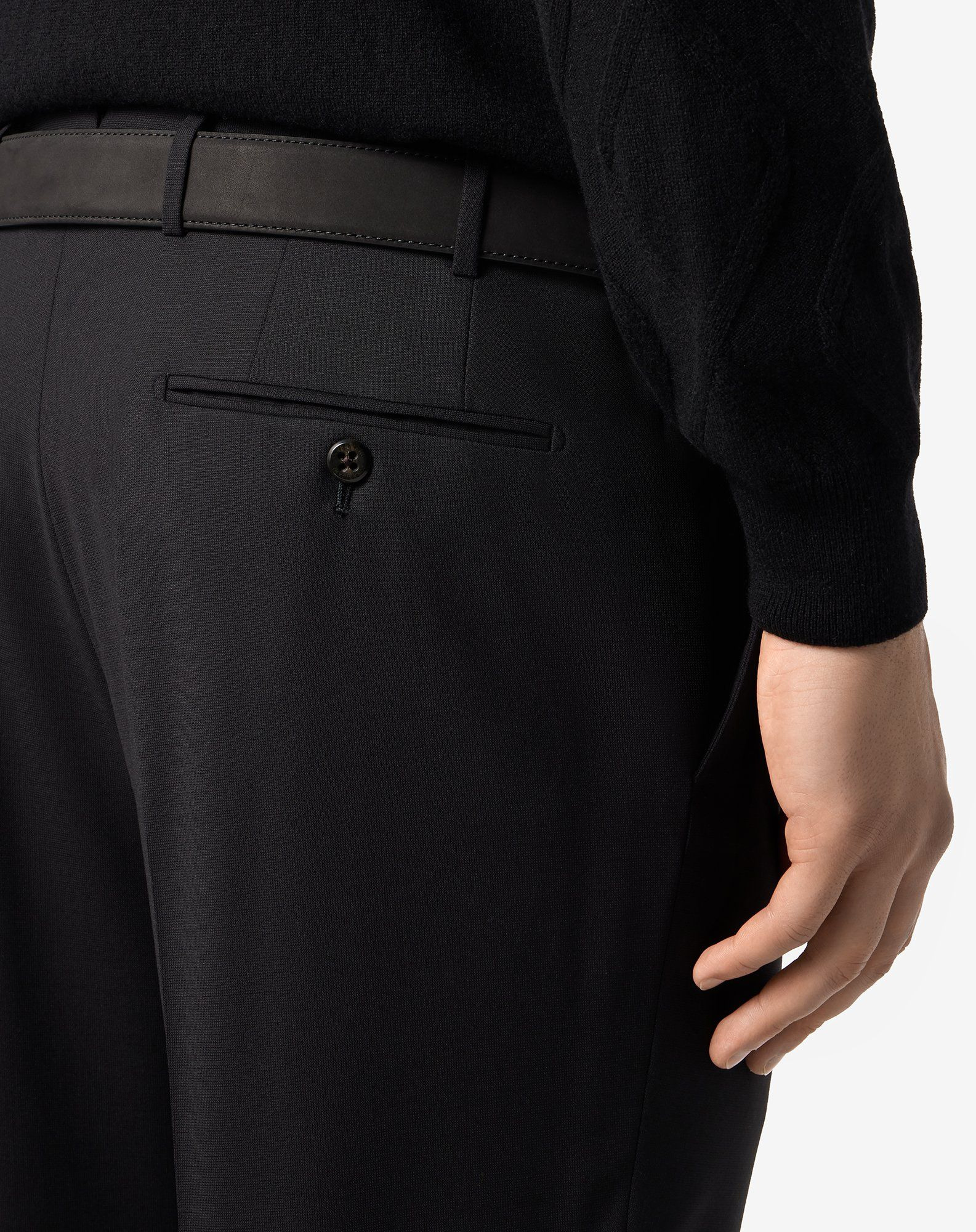 Black stretch wool bengaline trousers - 5