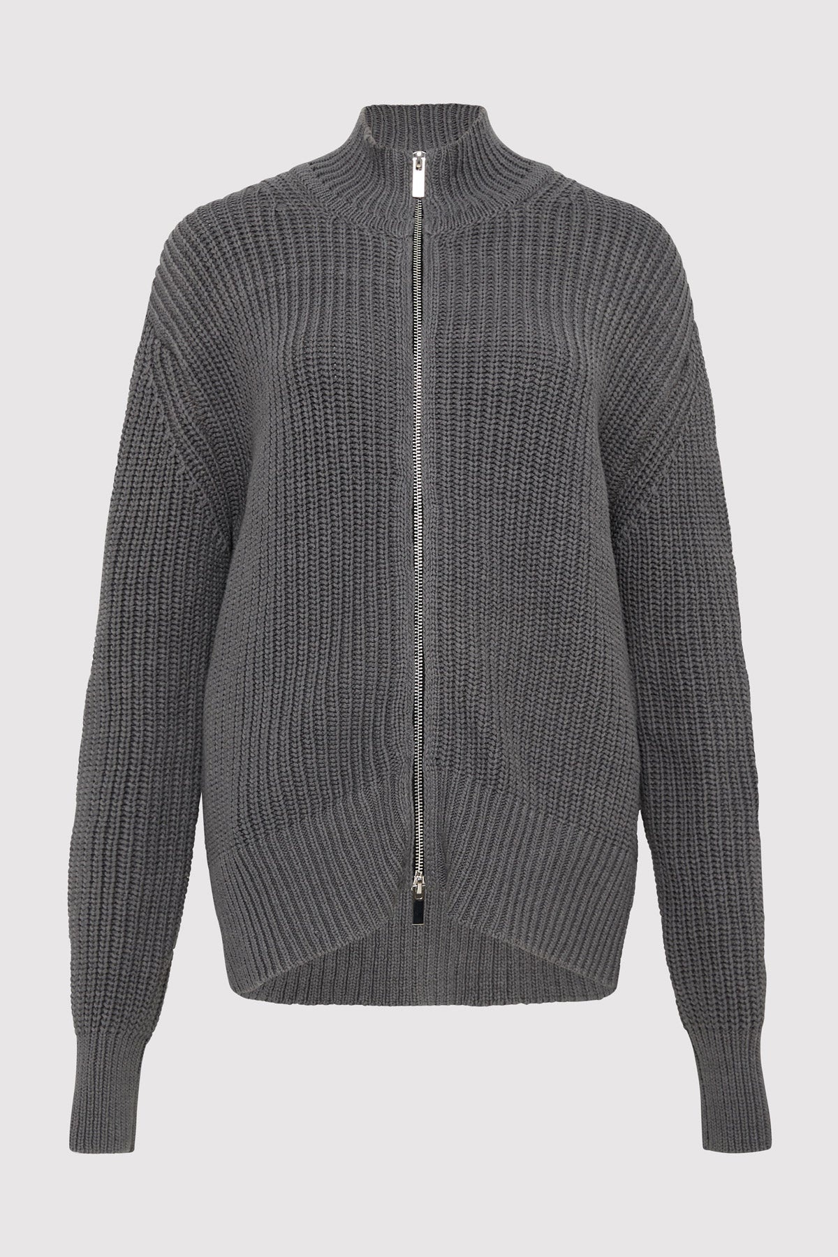 Zip Detail Cardigan - Smoke - 2