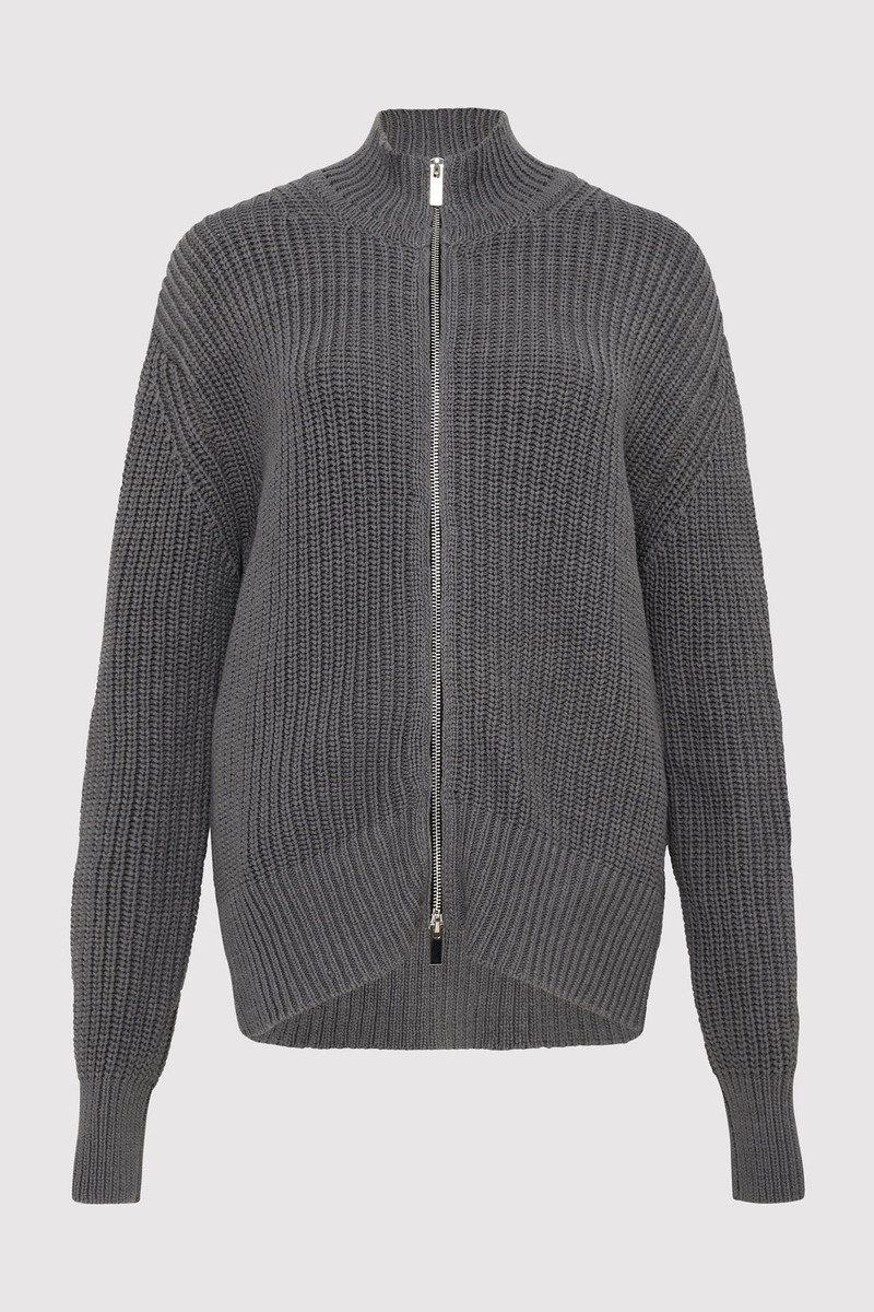 ST. AGNI Zip Detail Cardigan - Smoke outlook