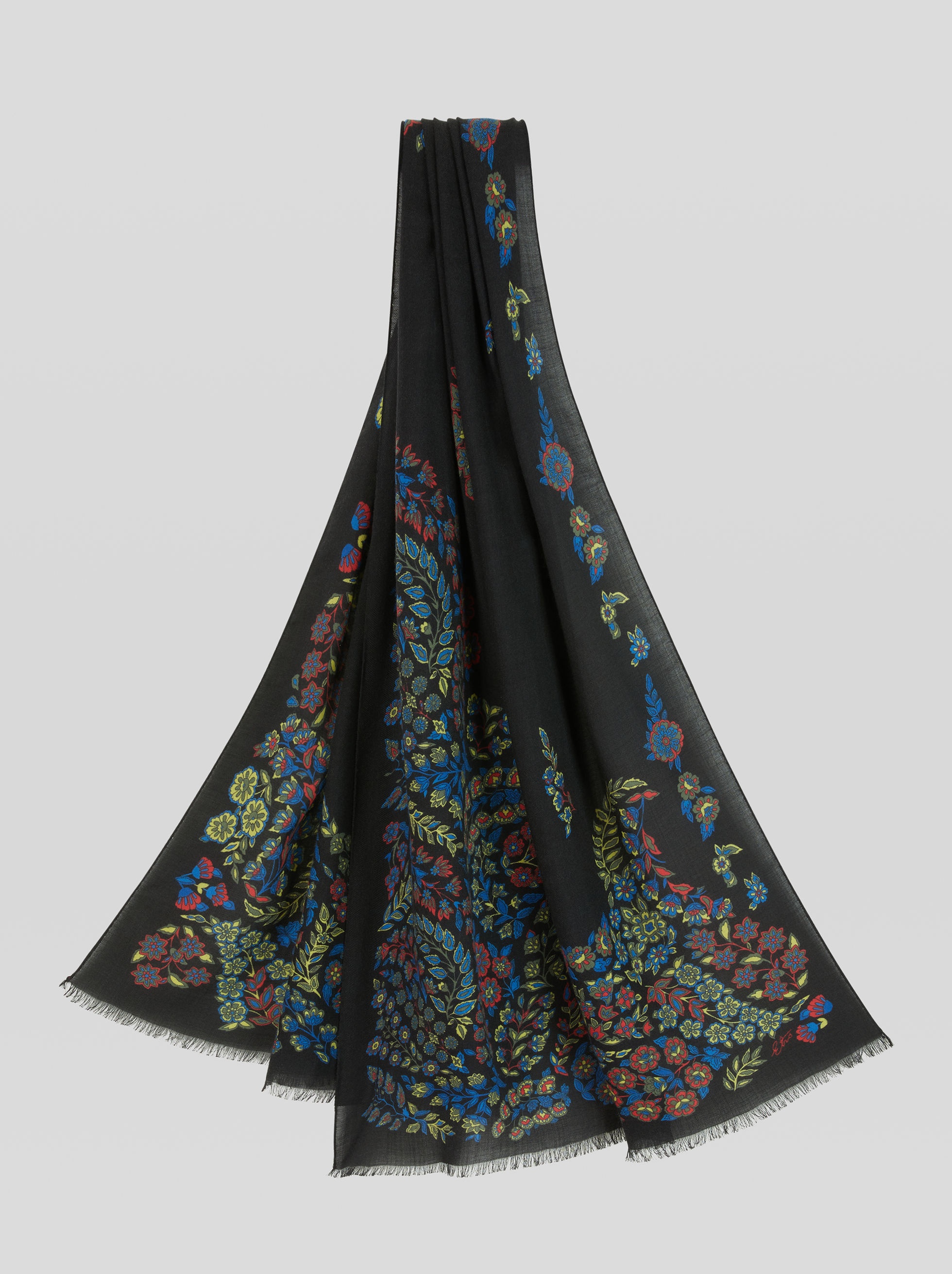 PRINTED CASHMERE AND SILK SCARF - 1