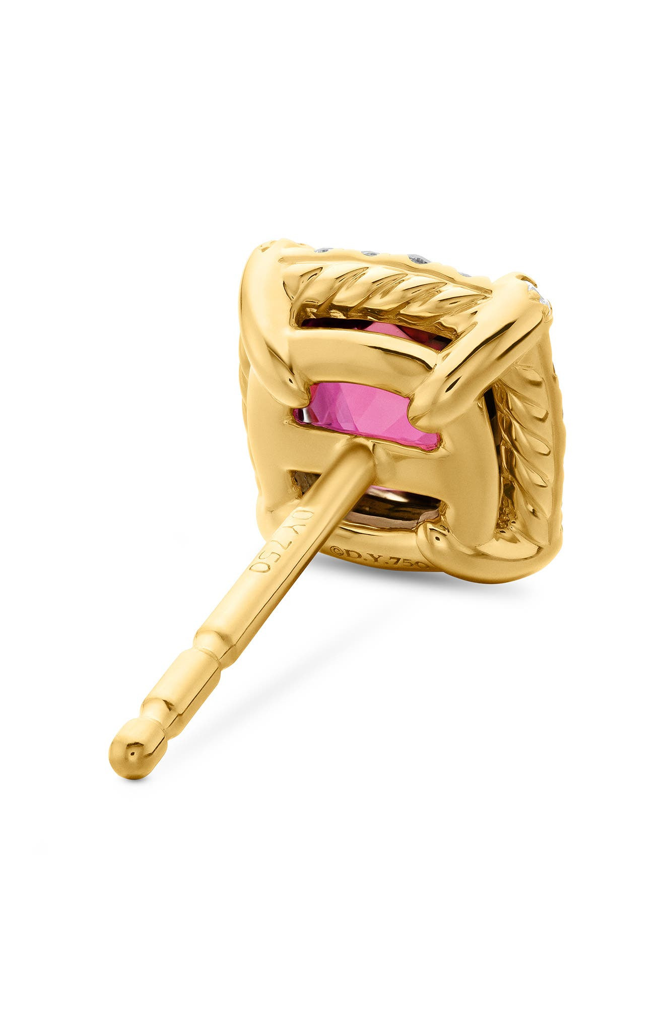 David Yurman Petite Chatelaine® Pavé Bezel Stud Earrings in 18k Gold in Pink Tourmaline at Nordstrom - 6