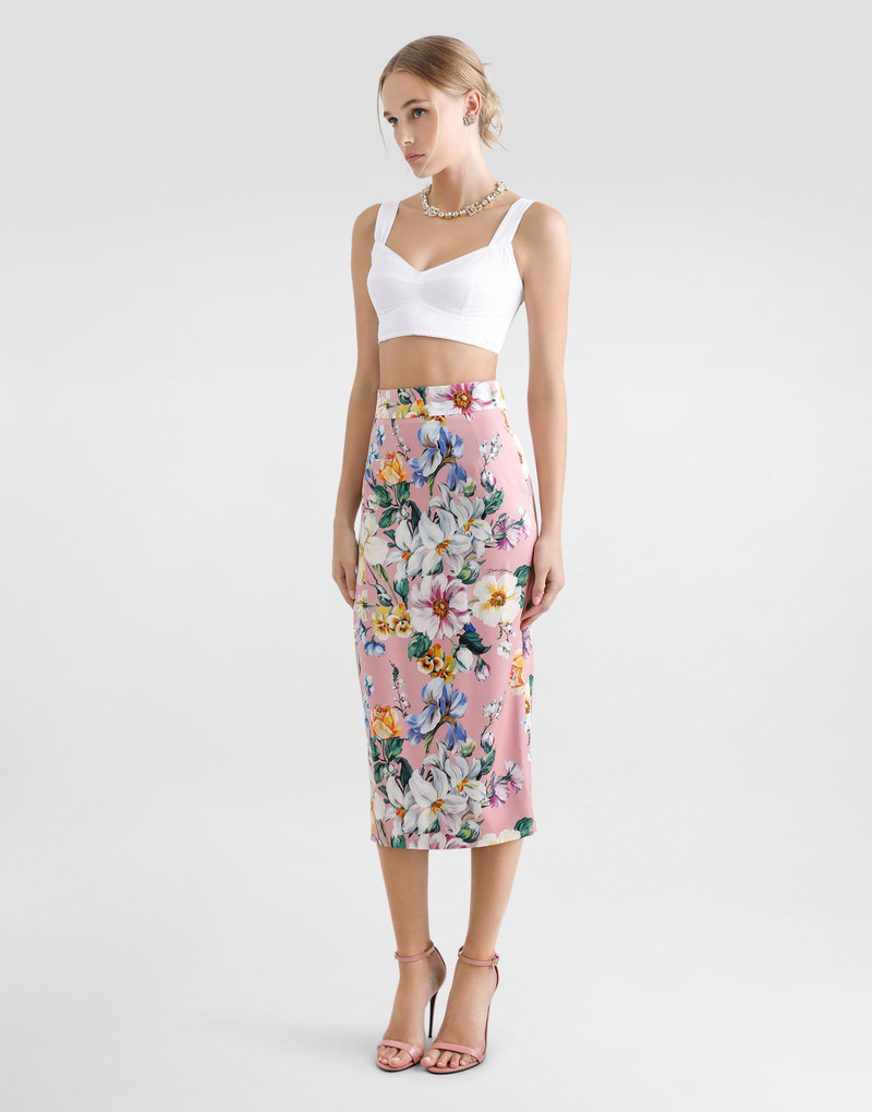 Dolce & Gabbana Floral-print charmeuse calf-length skirt outlook