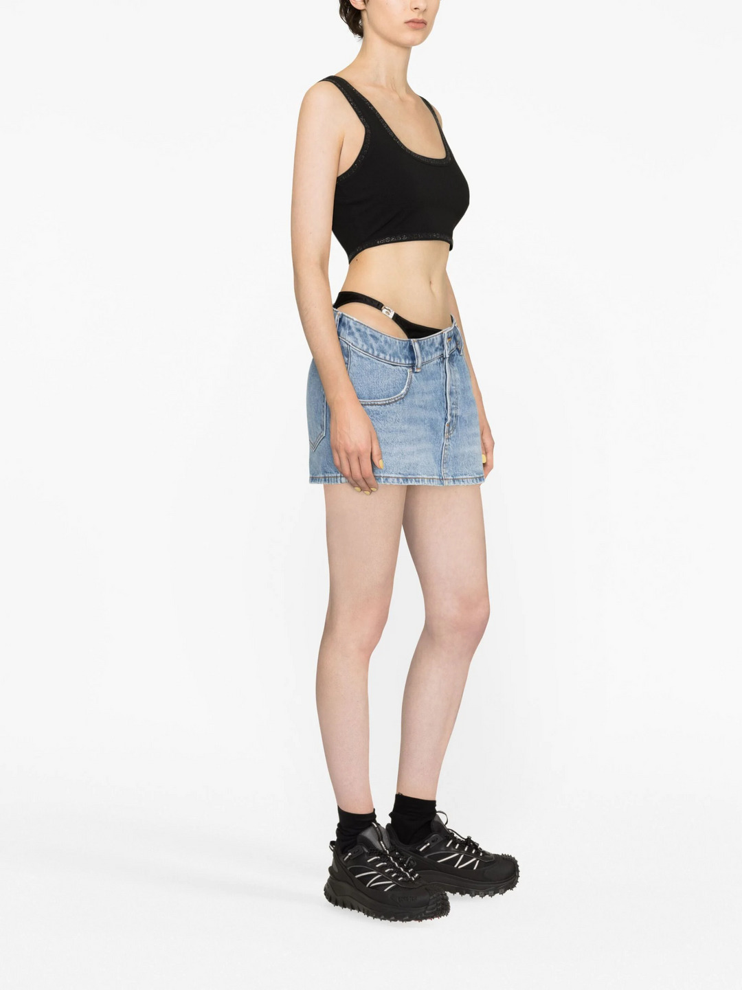Asymmetric Bikini Layer Mini Skirt In Denim - 4