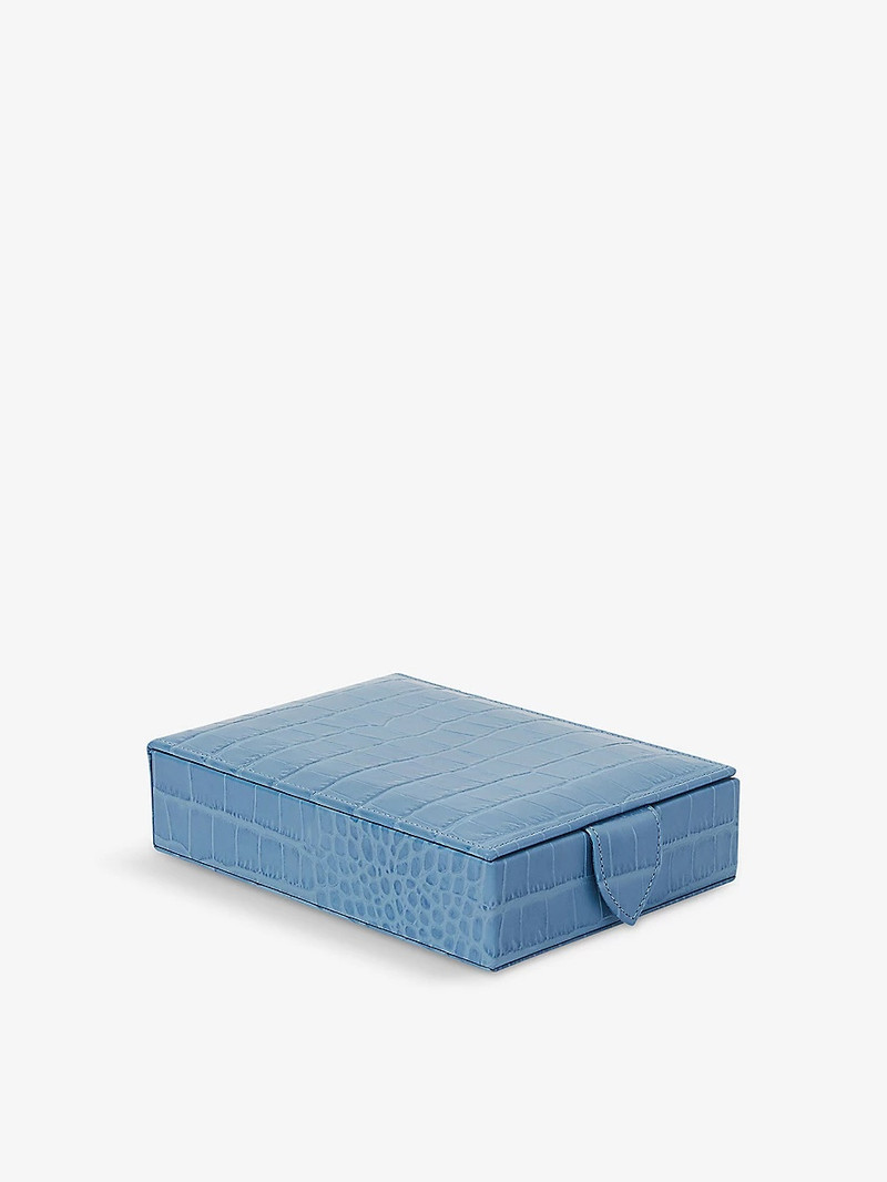 Smythson Mara travel tray croc-embossed leather jewellery box outlook