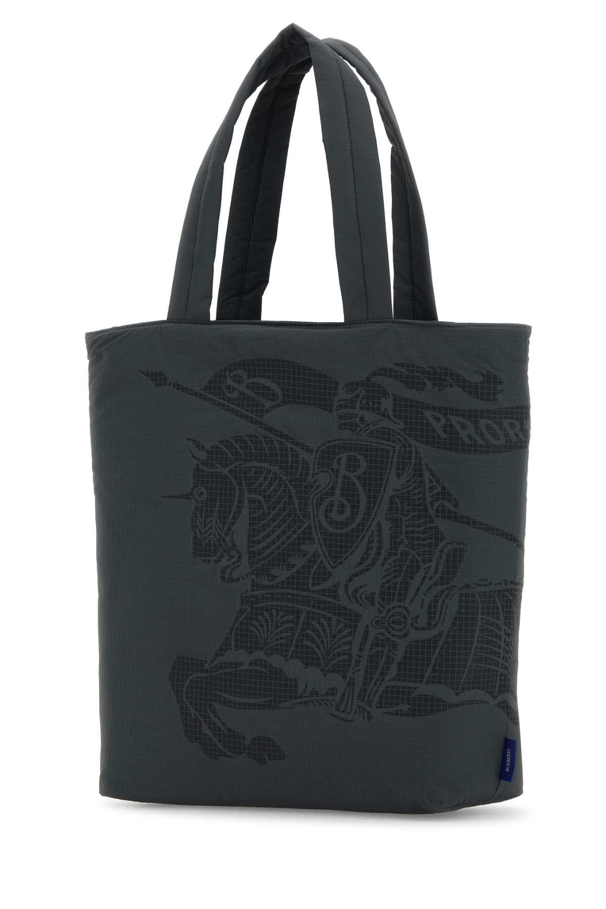 Burberry Men Charcoal Fabric Shopping Bag - 2