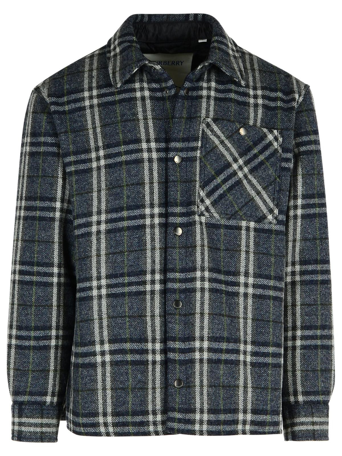 Burberry Blue Wool Shirt Men - 1