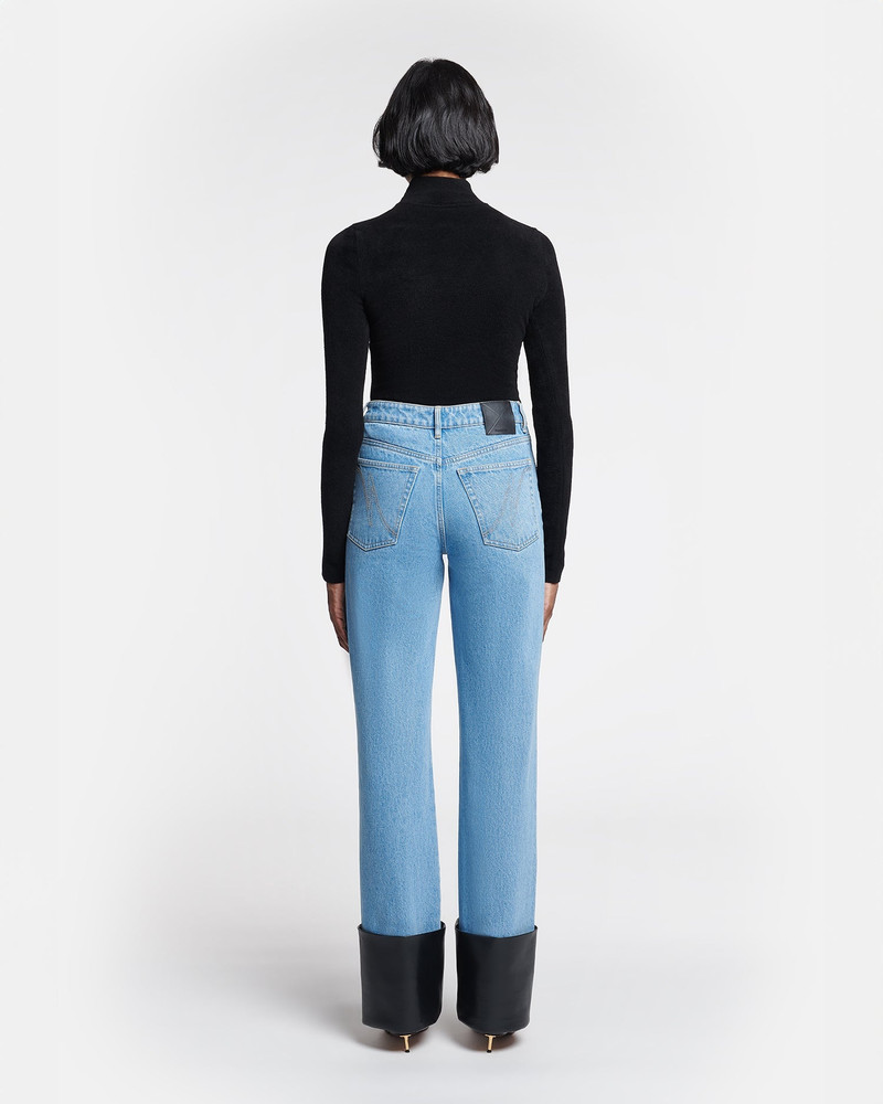 Leather-Trimmed Straight-Leg Jeans 3