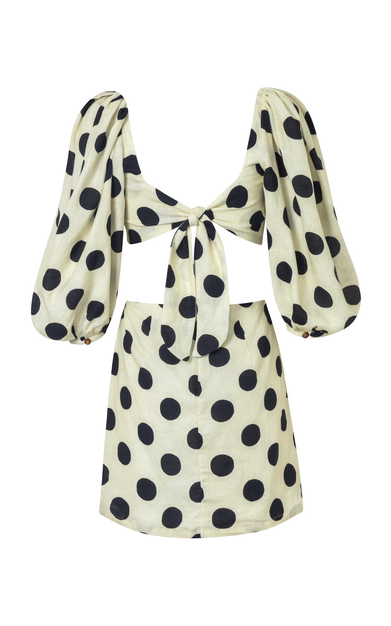 Guapi Pola-Dot Linen Mini Dress black/white - 3