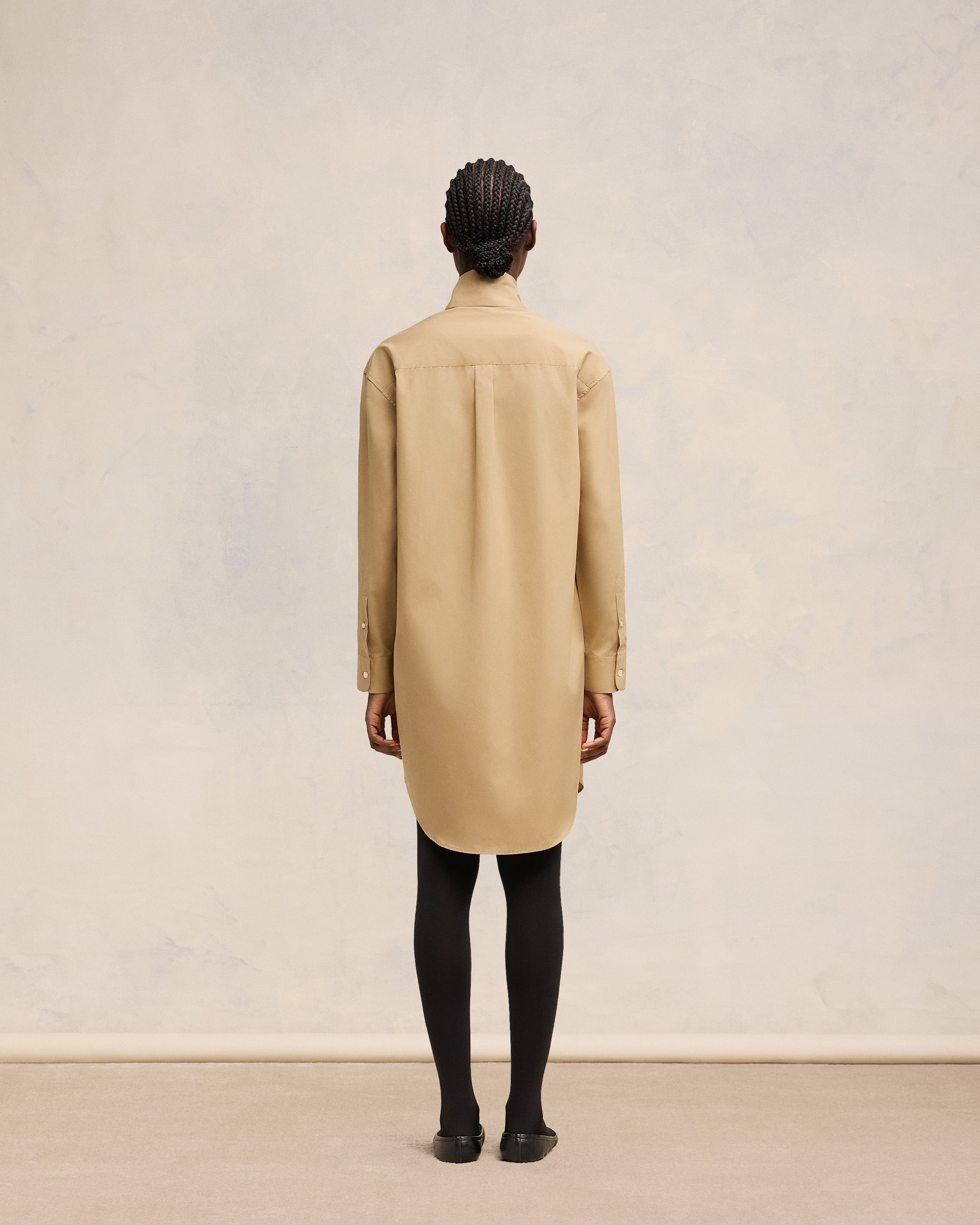 SCARF COLLAR SHIRT DRESS - 5