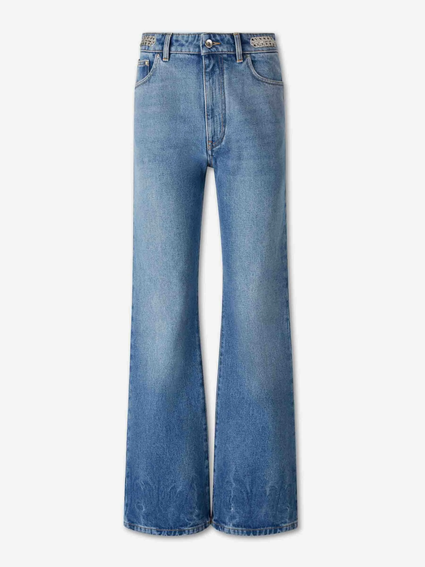 WIDE LEG COTTON JEANS - 1