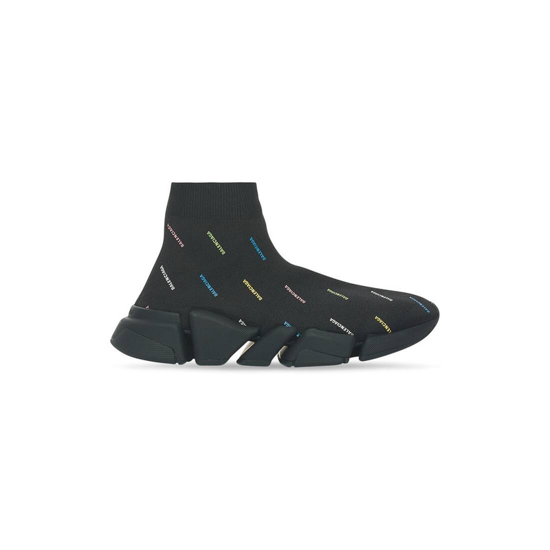Women's Speed 2.0 Allover Logo Recycled Knit Sneaker in Black - 1