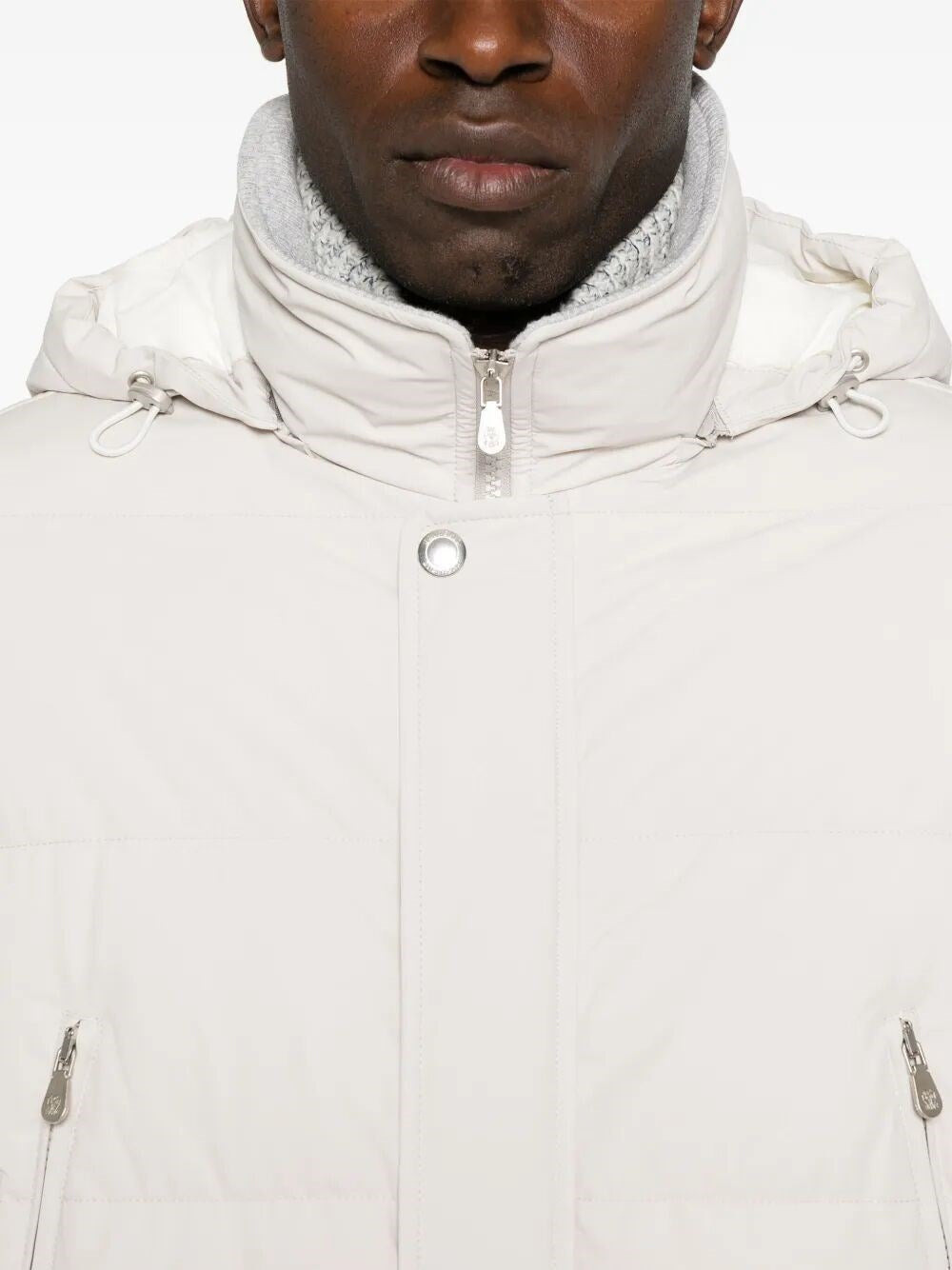 Brunello Cucinelli Men Padded Jacket With Detachable Hood - 4