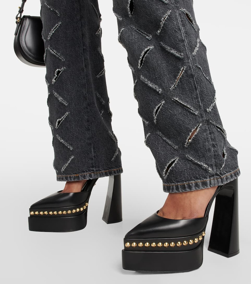 Aevitas Pointy stud leather platform pumps 4