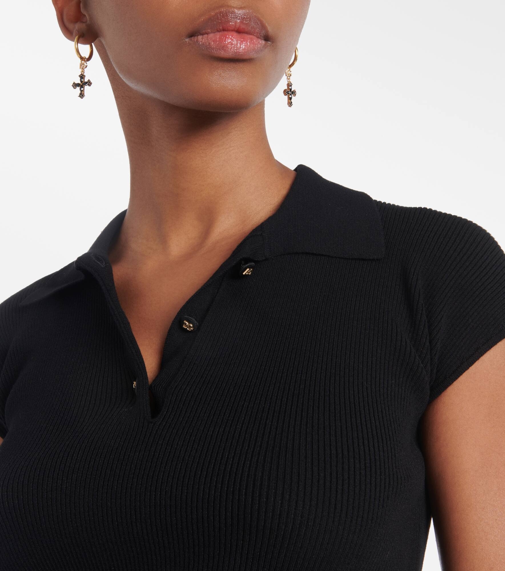 Ribbed-knit polo shirt - 4