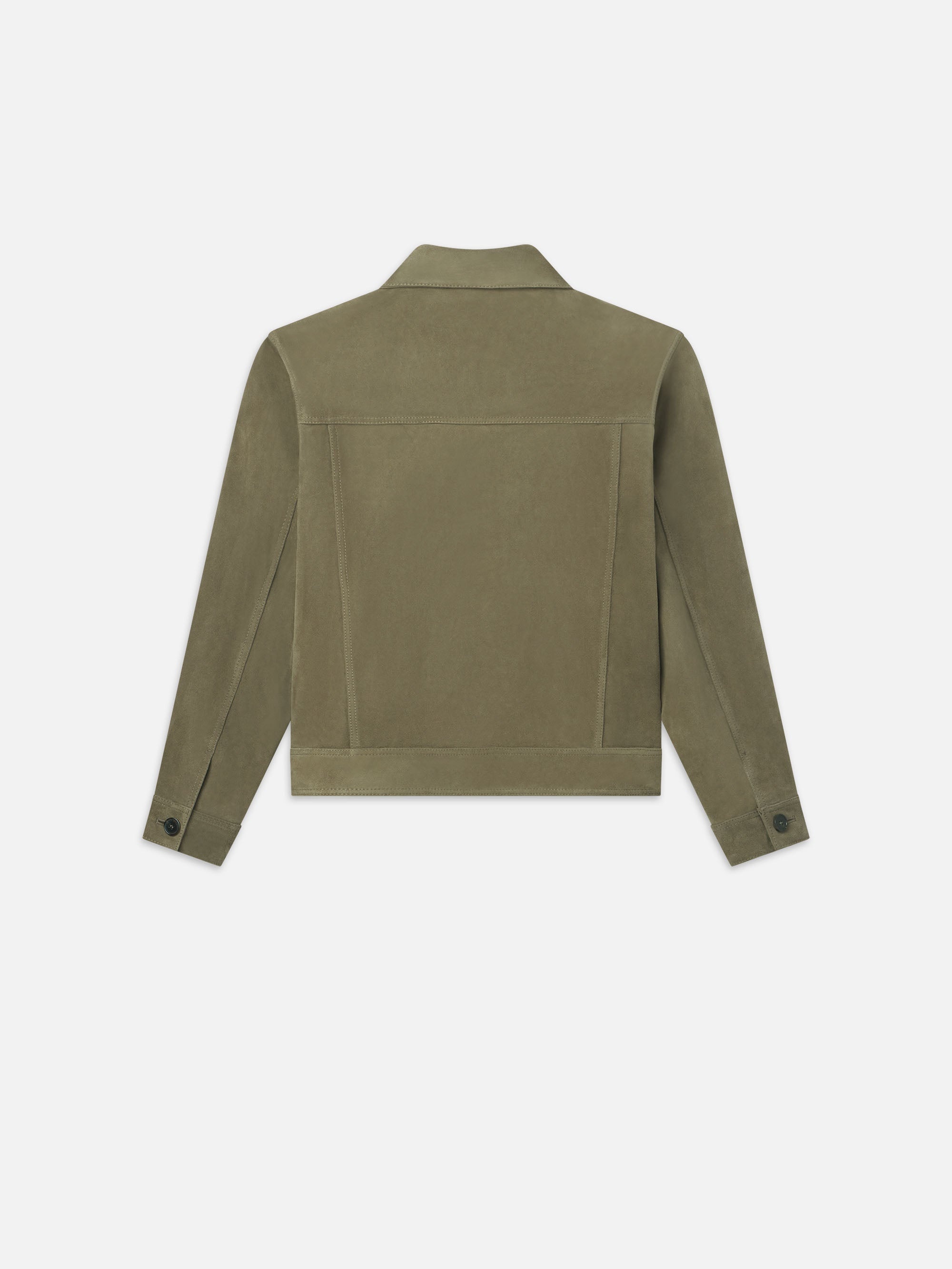 Suede Jacket in Light Olive - 4