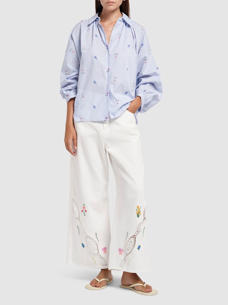 WEEKEND Max Mara Lord embroidered cotton wide pants