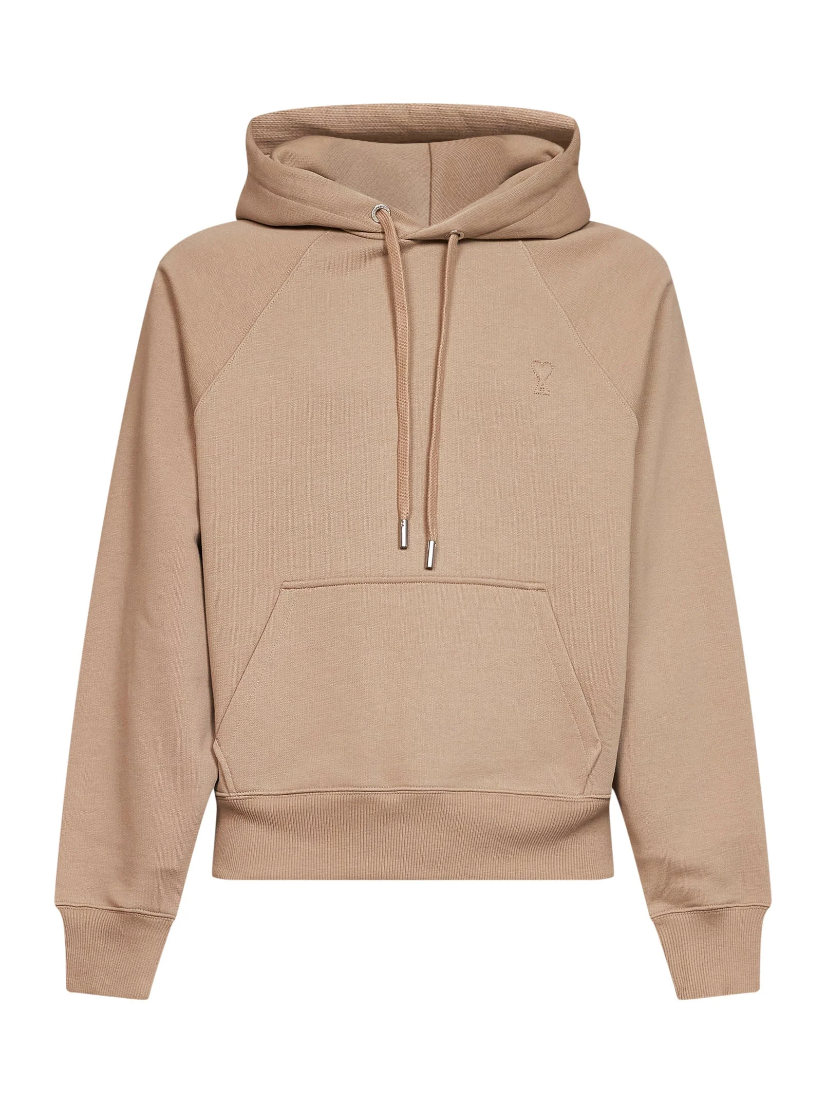 Beige loopback jersey Ami de Cœur embossed hoodie - 1