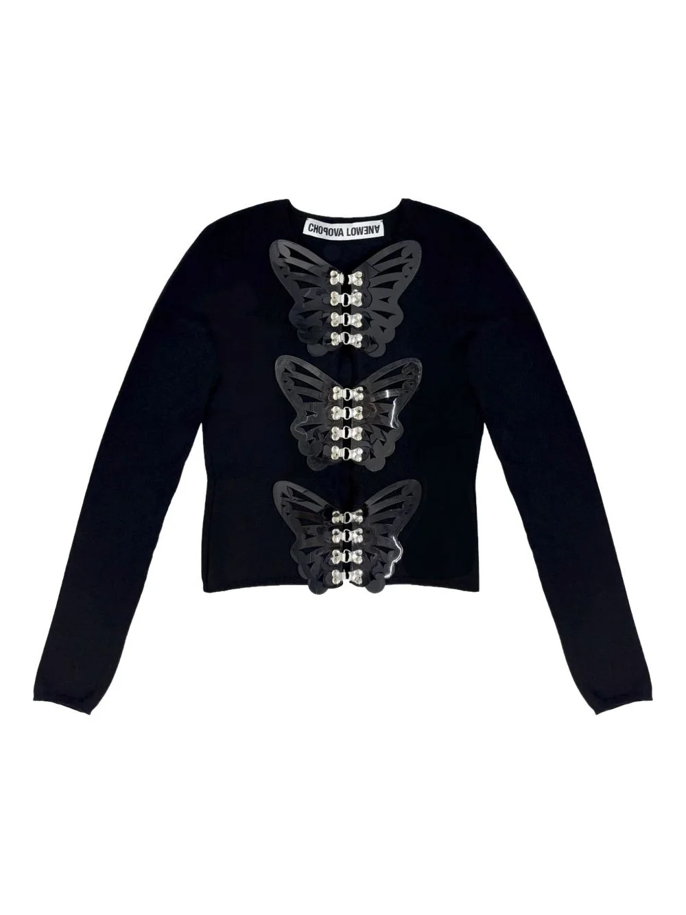 Butterfly embellished cardigan - 1