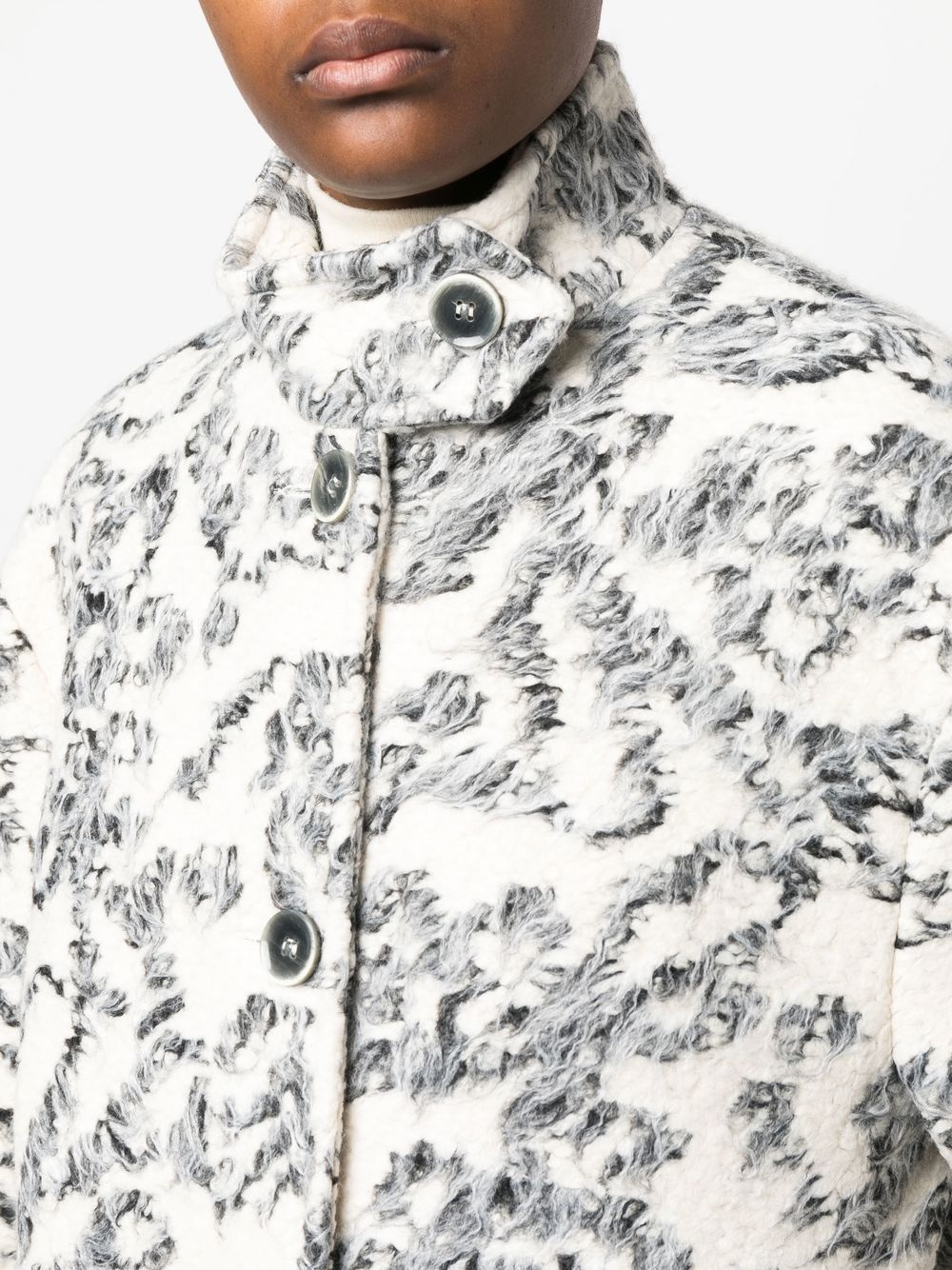 bouclé-effect single-breasted coat - 5