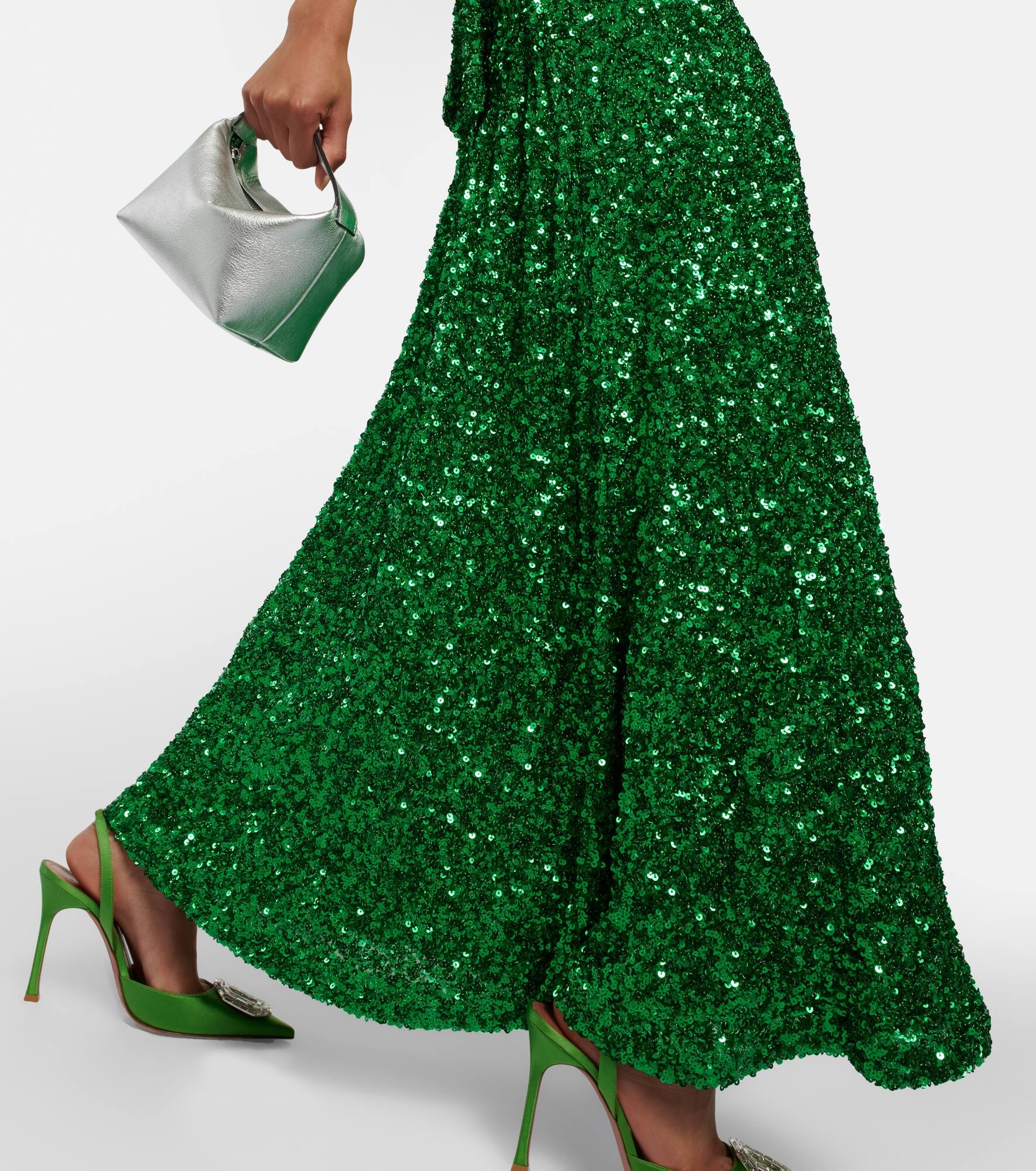 Embellished puff-sleeve maxi dress - 6