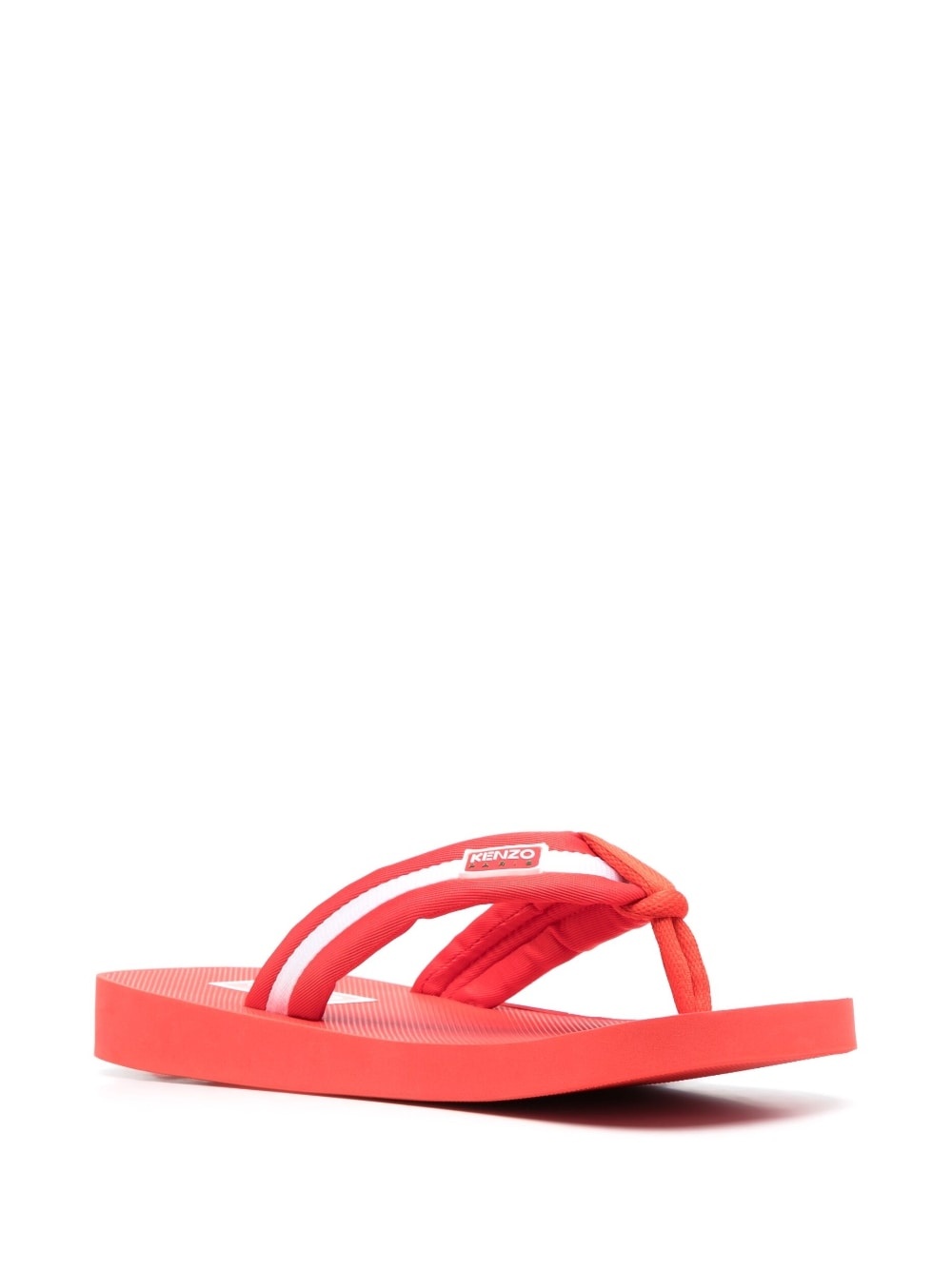 logo-patch striped flip flops - 2