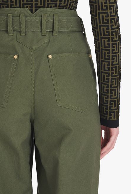Boyfriend cut khaki jeans with Balmain buckle - 8