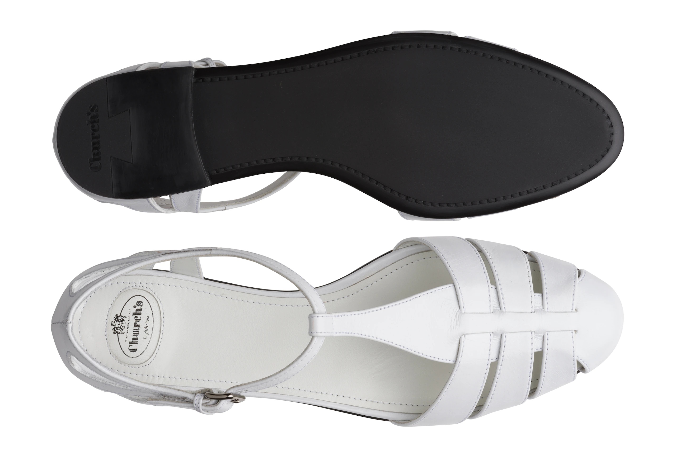Rainbow
Shine Calf Leather T-Bar Sandal White - 3