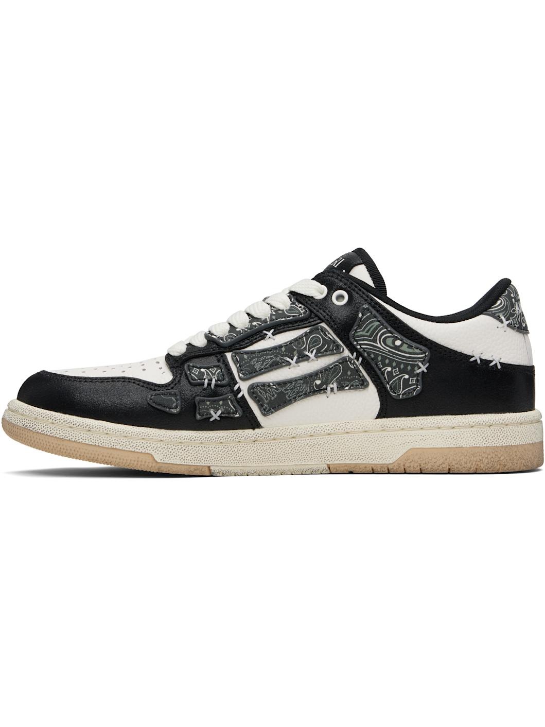 Black & White Bandana Skel Top Low Sneakers - 3