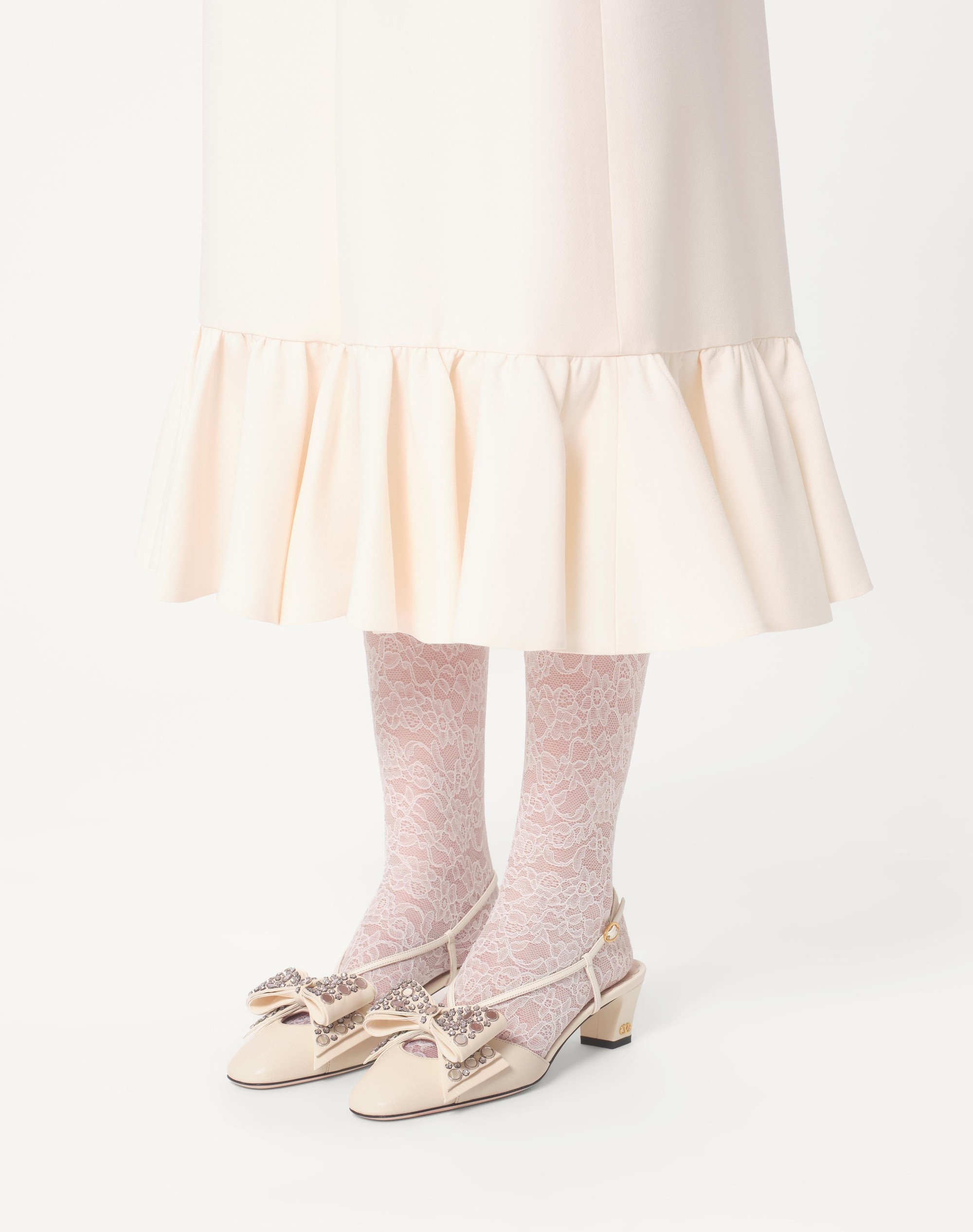 BOWOW SLINGBACK PUMPS IN KIDSKIN WITH MIRRORS AND CRYSTALS 45MM - 2