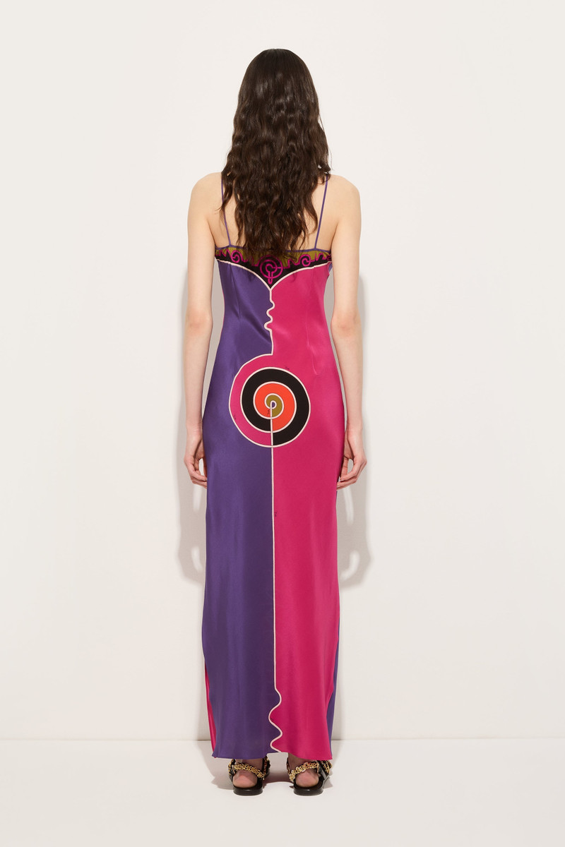 ASTRO PRINT LONG CRÊPE DE CHINE DRESS 4
