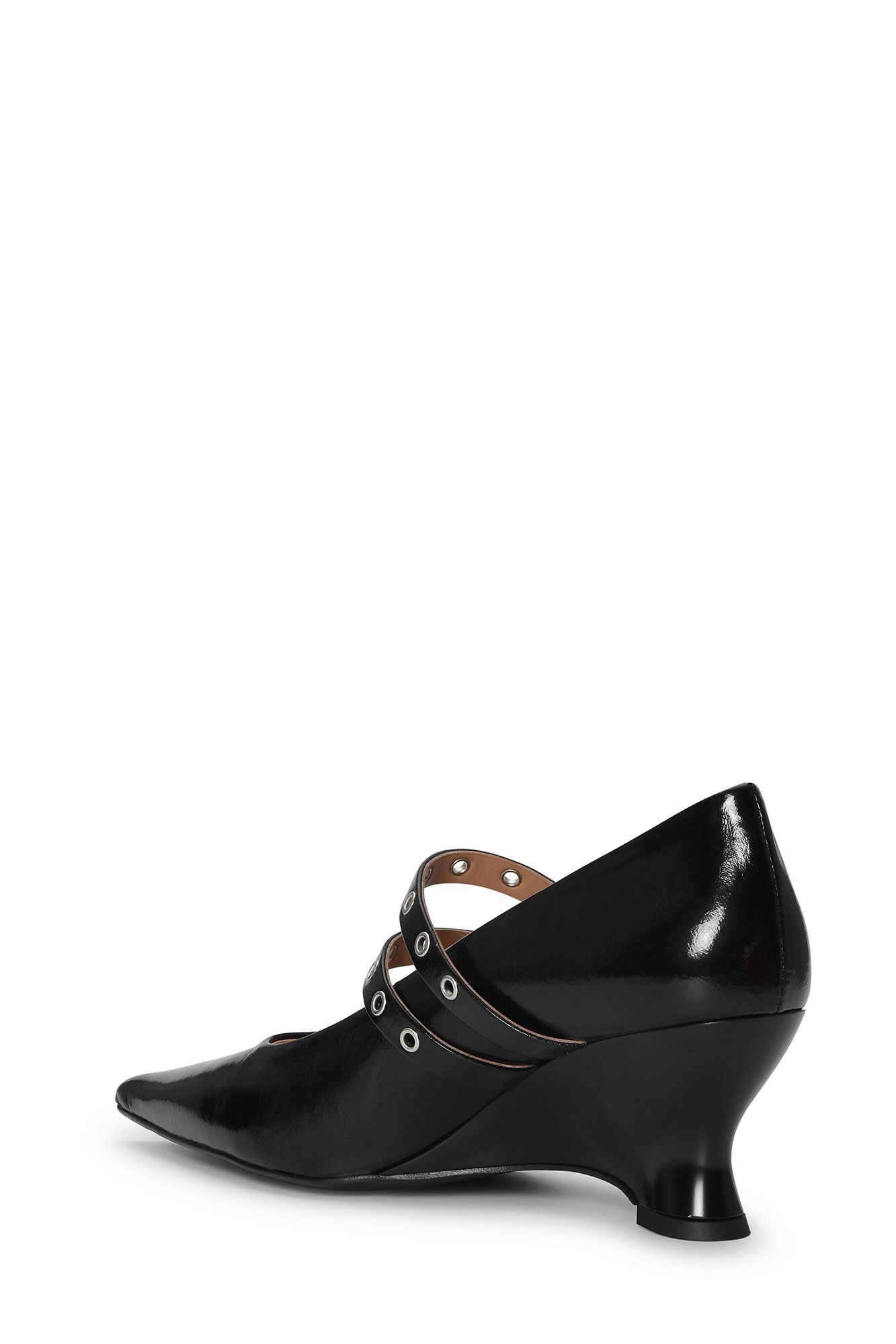 BLACK EYELETS LOW WEDGE PUMPS - 3