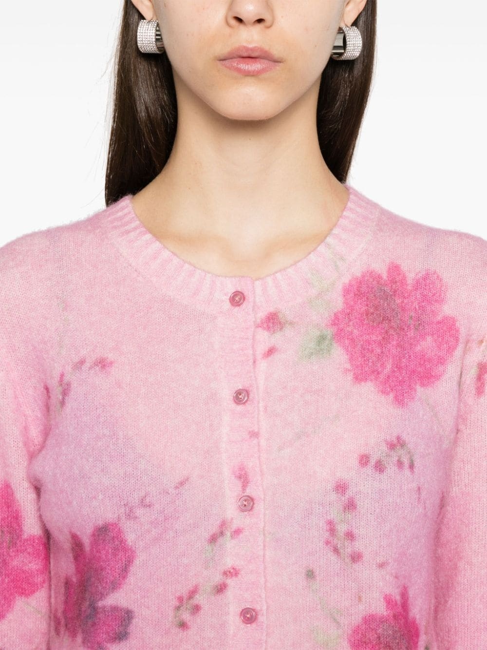 rose-jacquard cardigan - 5