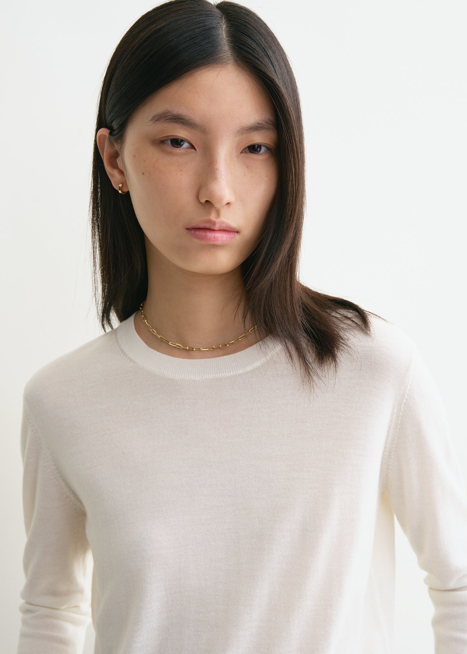 Fine crew-neck knit off-white - 5