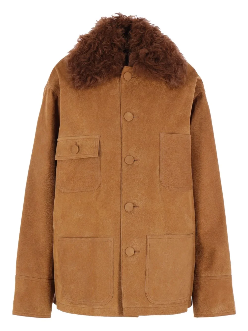 shearling-collar pocket jacket - 1