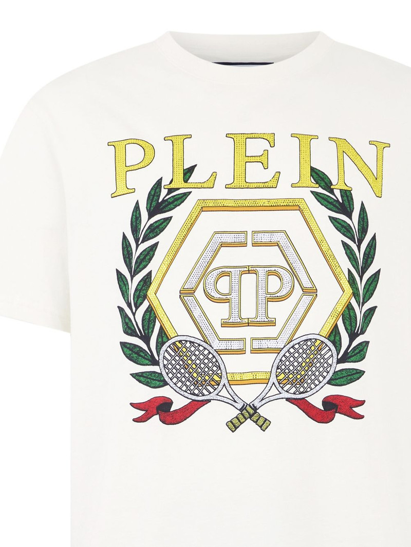 PHILIPP PLEIN Tennis Crest round-neck cotton T-shirt outlook