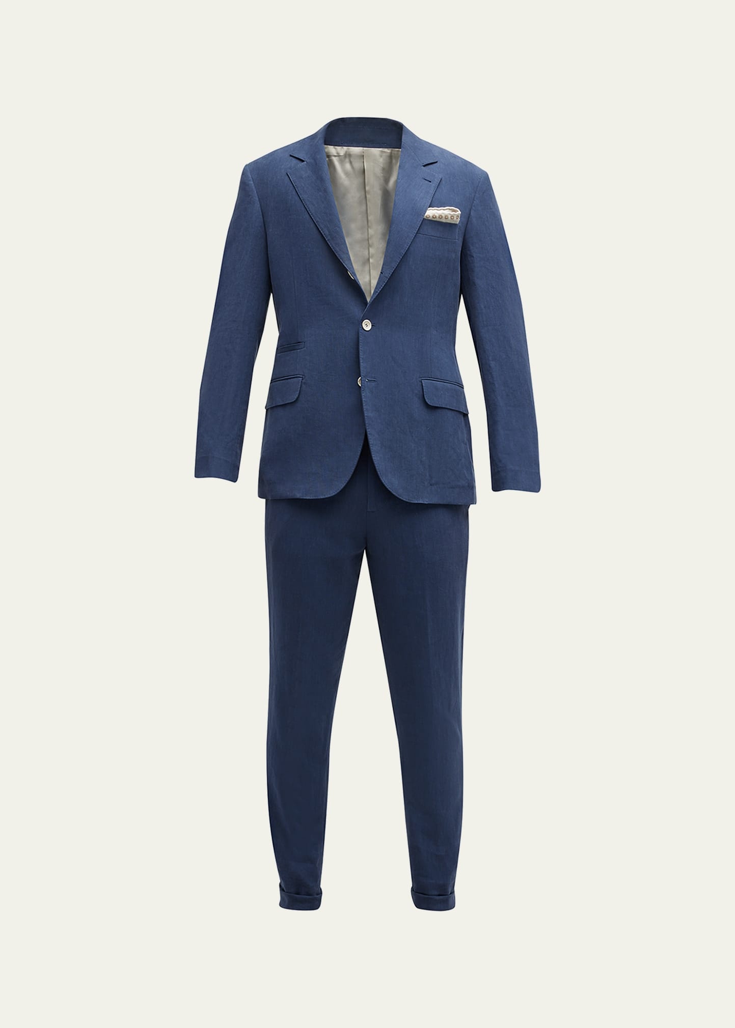Men's Solid Linen Suit - 1