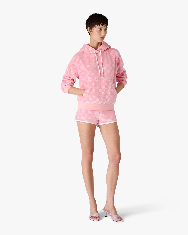 CASABLANCA Pink Velour Monogram Hooded Sweatshirt | Casablanca Paris outlook