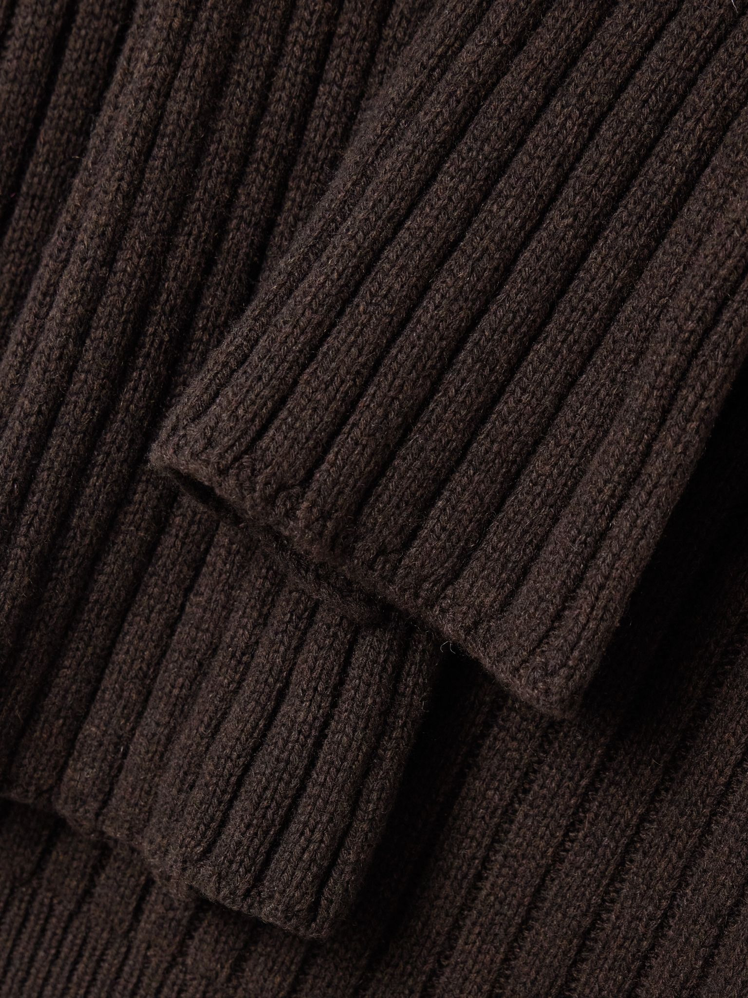 The Ryan scarf-detailed ribbed recycled-cashmere sweater Chocolate - 5
